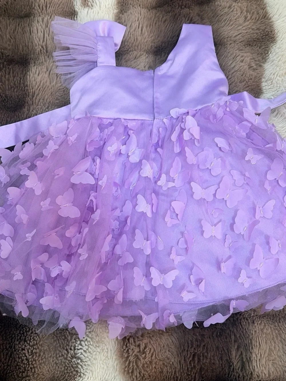 Lilac Butterfly Tulle Party Dress for Girls